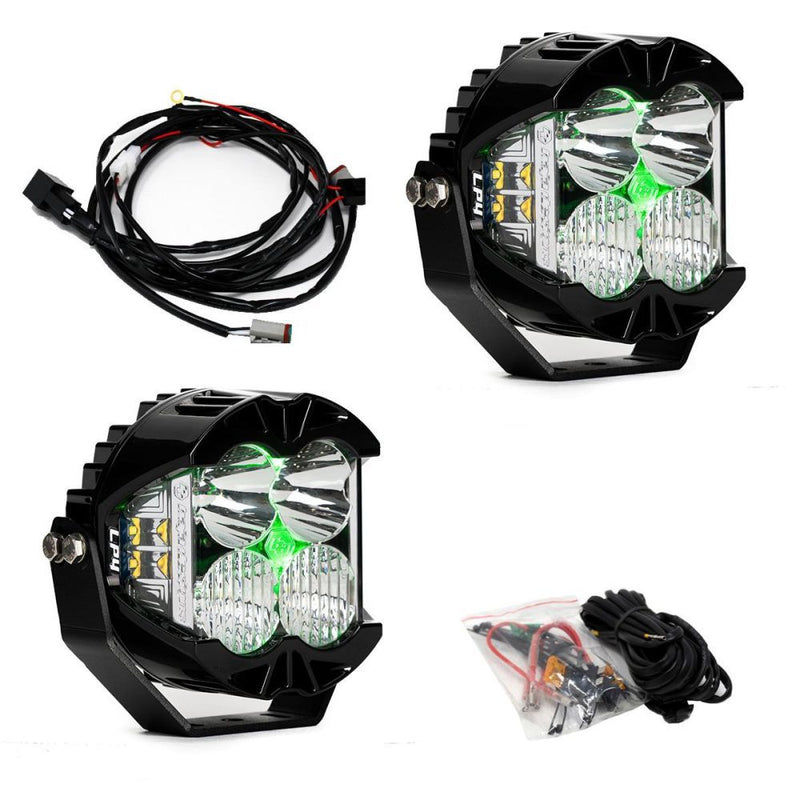 Load image into Gallery viewer, Baja Designs Auxiliary LED Light Pod Pair Green Backlight LP4 Pro Series Driving/Combo Pattern Clear Lens Universal 297816
