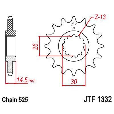 Load image into Gallery viewer, JT Sprockets Front Steel Countershaft Sprocket 14 Tooth 14T 525 Chain
