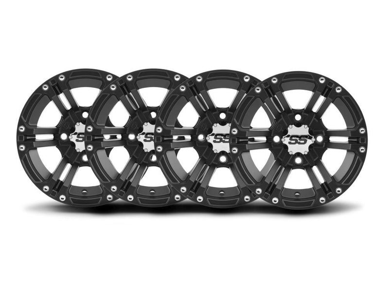 Load image into Gallery viewer, ITP Set of Four SS212 Alloy Wheels Matte Black 12x7 4/137 12mm 5+2
