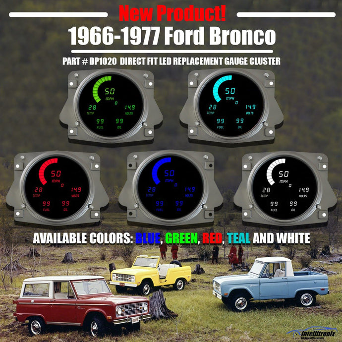 Intellitronix Green OEM Replacement Digital LED Gauge Panel For Ford Bronco 1966-1977
