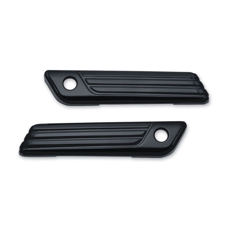Load image into Gallery viewer, KURYAKYN BLACK TRI LINE SADDLEBAG HINGE COVERS 2014-2017 HARLEY ROAD KINGS 6987
