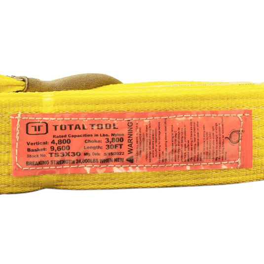 Heavy Duty Nylon Strap - 3 Inch Wide by 30 Foot Length - 24,000 lbs. Breaking Strength