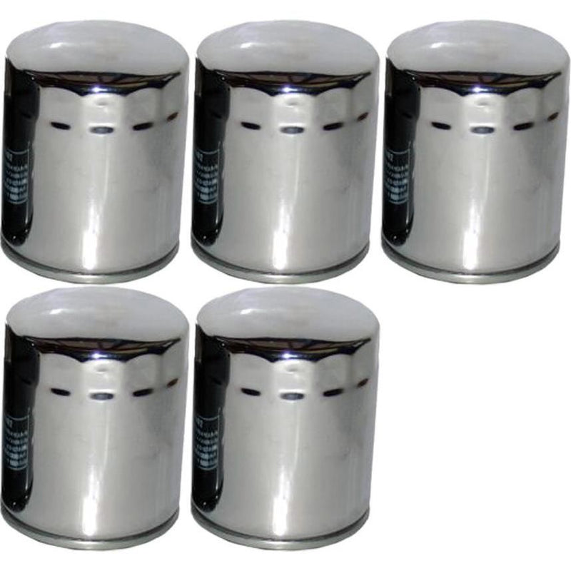 Load image into Gallery viewer, Set of 5 HiFlo Oil Filters Hf171C-Chrome For Harley Davidson Twin Cam 1999-2017
