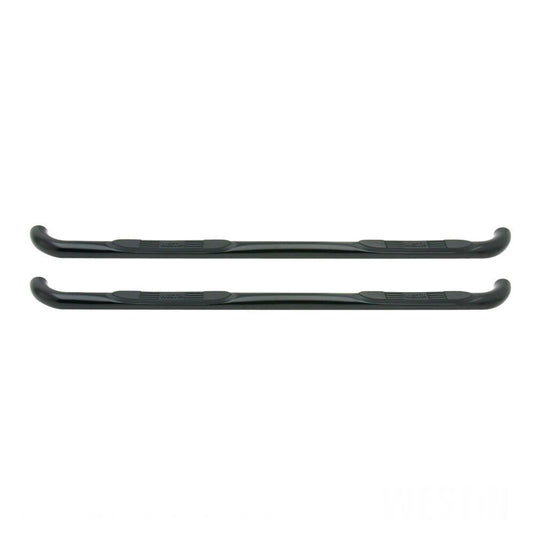Westin E-Series 3 Inch Round Nerf Bars, Dual Step Pad - Black Powder Coat Steel fits 1999-2016 Ford F-250SD/F-350SD Crew Cab and 2008-2016 F-450SD Crew Cab Models