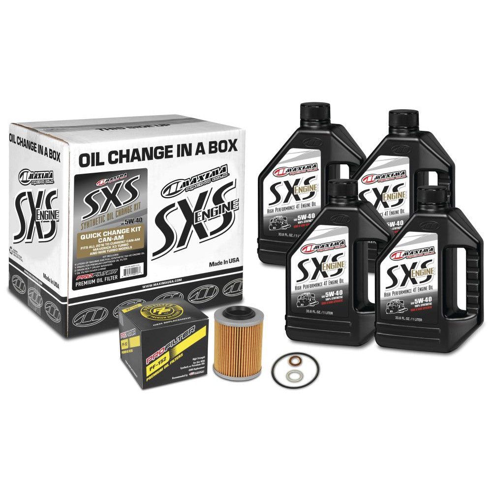 Maxima Quick Oil Change Kit For Can-Am Maverick X3 900 MAX X rs Turbo R 2016-2021 Grade: 5W-40 Filter Type: PF-152