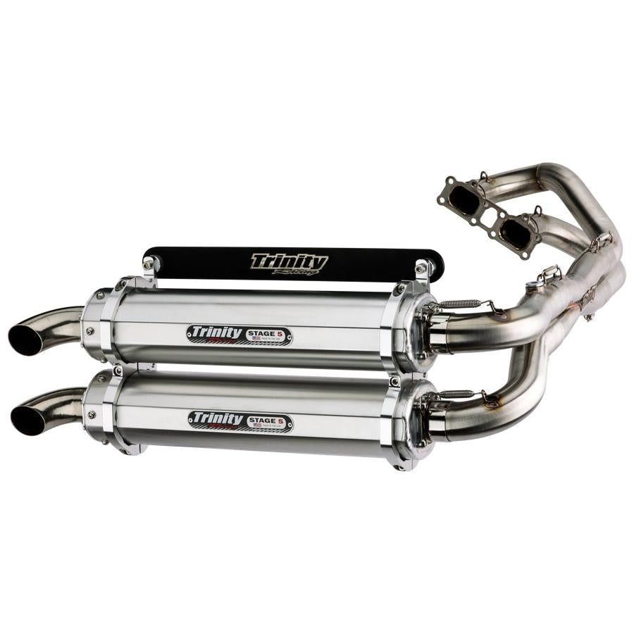 Trinity Racing Stage 5 Dual Full System Exhaust Brushed Muffler TR-4119D