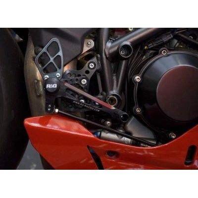 Load image into Gallery viewer, R&amp;G Racing Black Adjustable Rearsets For 2007-2008 Ducati 1098 R
