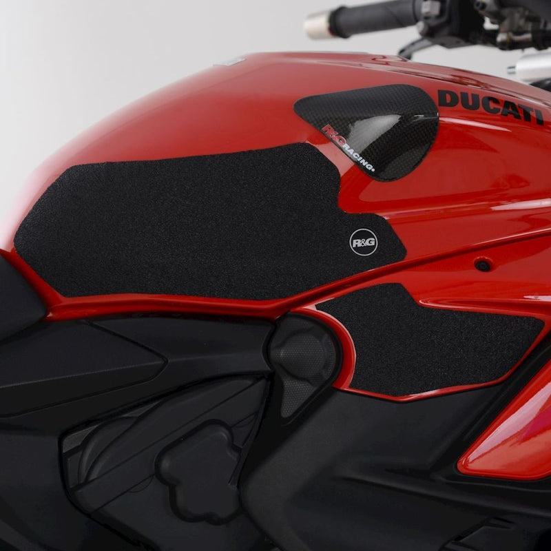 Load image into Gallery viewer, R&amp;G Racing Black Tank Traction Grips For 2022-2024 Ducati Streetfighter V2
