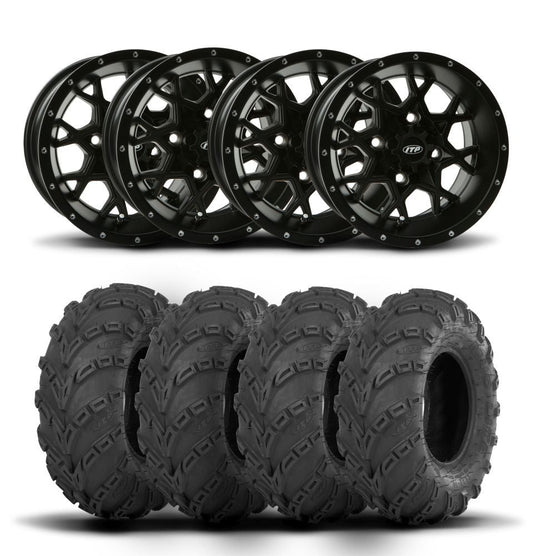 ITP Hurricane 14" Black Wheels And Mud Lite Tires [30x10-14]