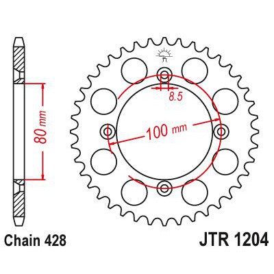 JT Sprockets Rear Steel Sprocket 49 Tooth 49T 428 Chain JTR1204.49