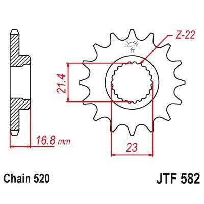 JT Sprockets Front Steel Countershaft Sprocket 16 Tooth 16T 520 Chain JTF582.16