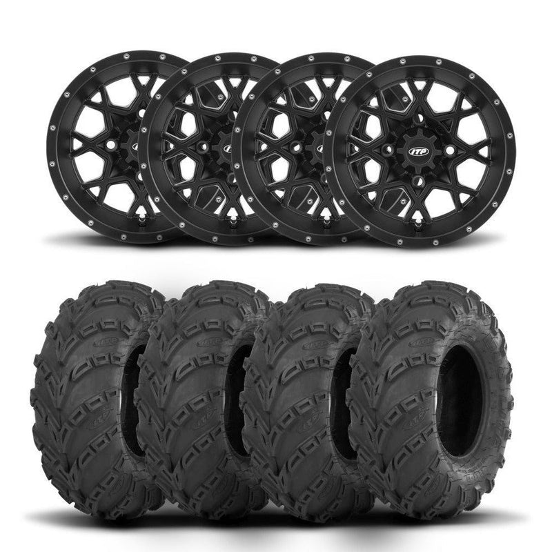 Load image into Gallery viewer, ITP Hurricane 14" Matte Black Wheels And Mud Lite Tires [28x10-14]
