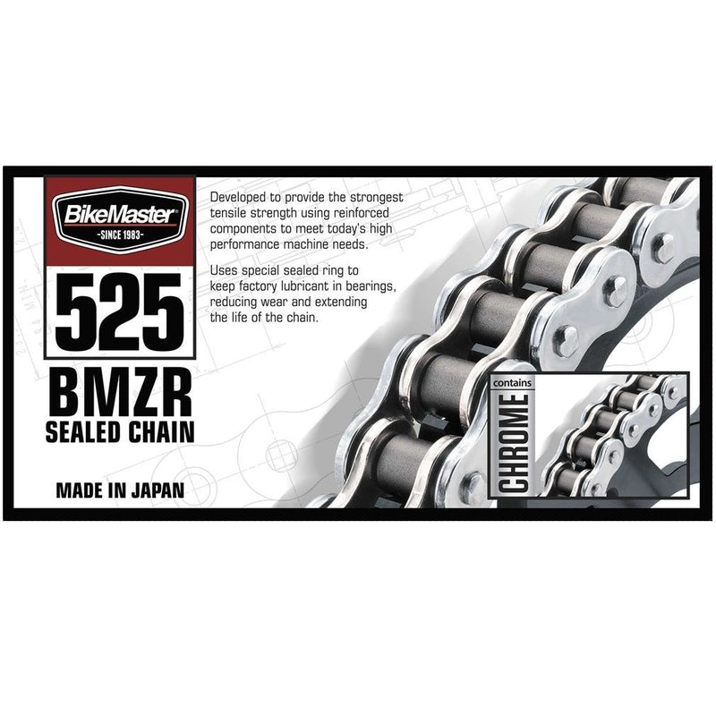 Load image into Gallery viewer, BIKEMASTER 525 BMZR Sealed Chain 120 Black/Chrome
