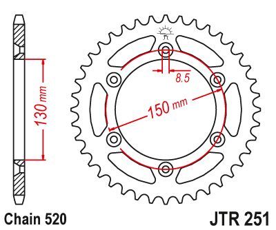 Load image into Gallery viewer, JT Sprockets Rear Steel Sprocket SC 51 Tooth 51T 520 Chain JTR251.51SC
