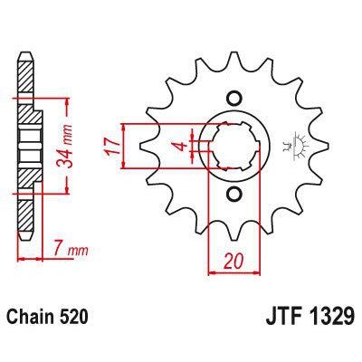 JT Sprockets Front Steel Countershaft Sprocket 13 Tooth 13T 520 Chain