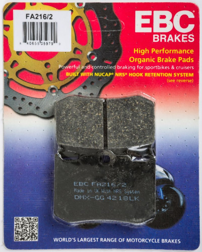 Load image into Gallery viewer, EBC 1 Pair FA Series Organic Replacement Brake Pads MPN FA216/2
