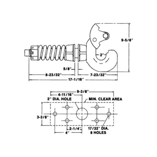 15 Ton Spring Mount, Swivel Type Pintle Hook - Commercial Mount