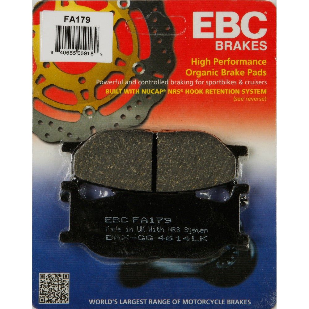 EBC 1 Pair Premium SFA Organic OE Replacement Brake Pads MPN FA179