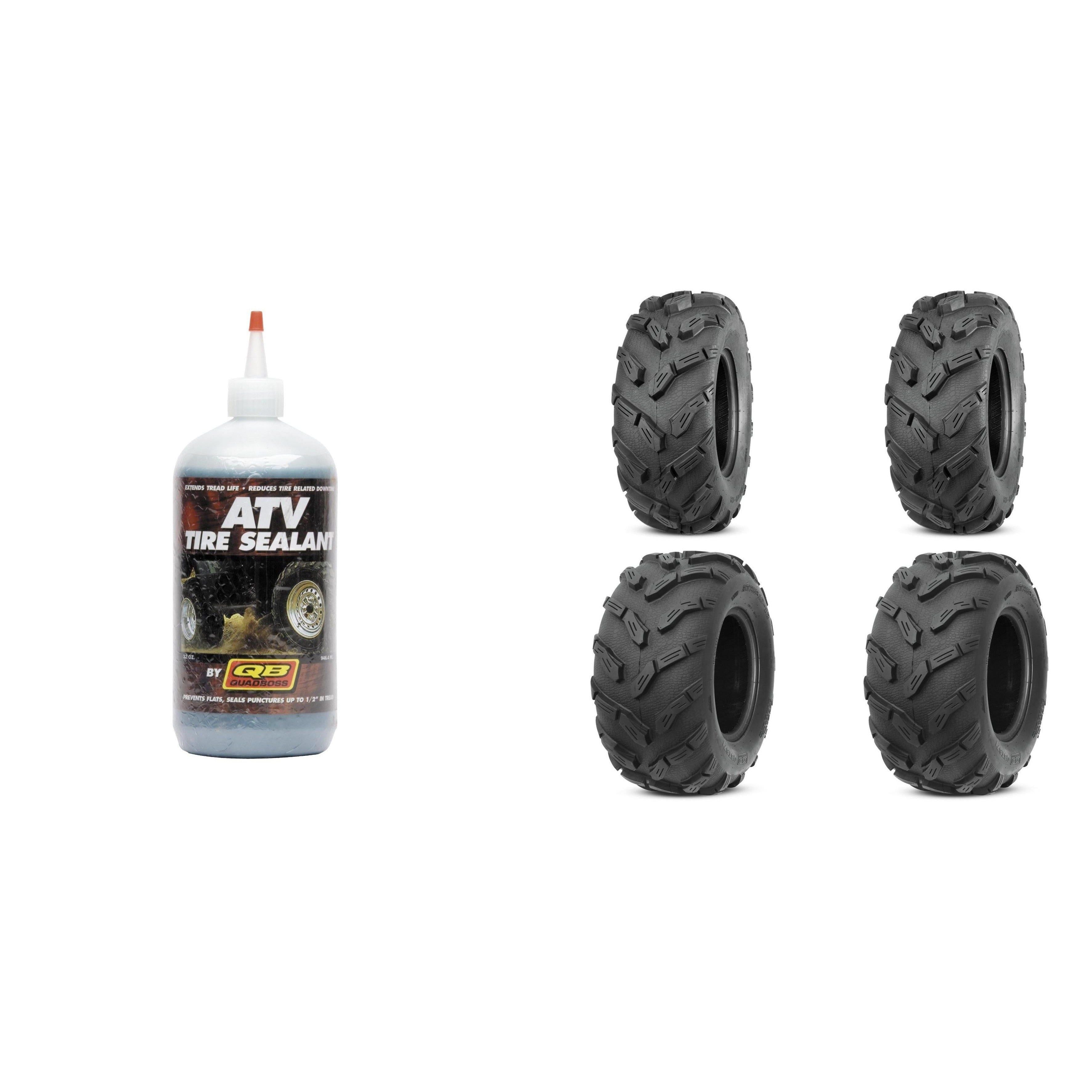 Set of 4 ATV QUADBOSS Tires (QBT671 26x9-12 Front, 26x10-12 Rear) with Sealant