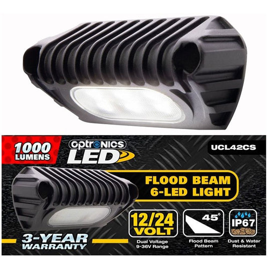 LED Low Profile Exterior Flood Light, Angled Beam, Hard Wired, 12-24V