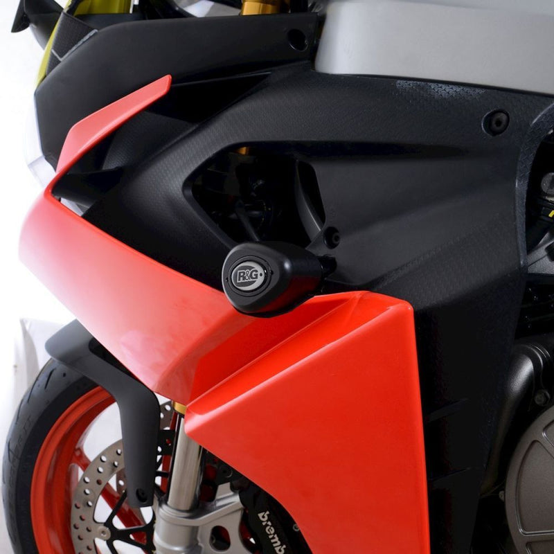 Load image into Gallery viewer, R&amp;G Racing Black Aero Style Crash Protection Bobbins For 2021-2024 Aprilia RS660
