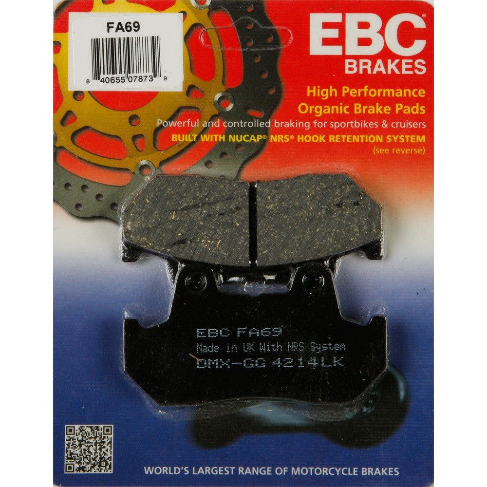 EBC 1 Pair FA-SFA-TT-X Premium Organic Replacement Brake Pads MPN FA69