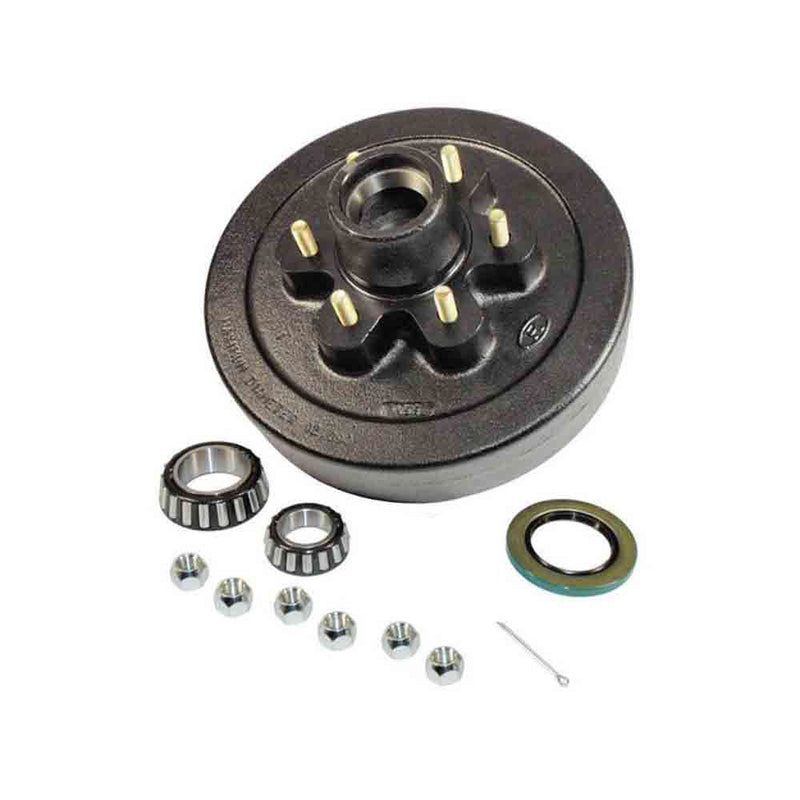 Load image into Gallery viewer, Trailer Hub And Drum Assembly 6 On 5-1/2" Bolt Circle, 3,000 Lbs. Capacity For 1-3/4" To 1-1/4" Tapered Spindles W/ EZ Lube Cap &amp; Plug (HD-1206HD-02-EZ)
