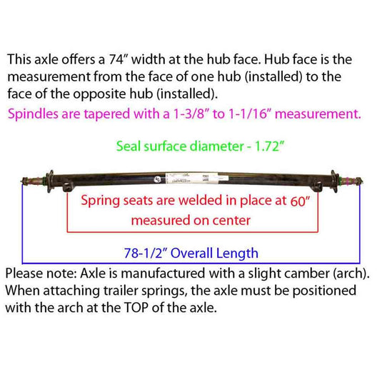 3,500 lb. Straight Axle Tube with 74 Inch Hub Face