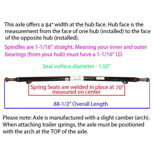 2,200 lb. Straight Axle Tube - 84 Inch Hub Face