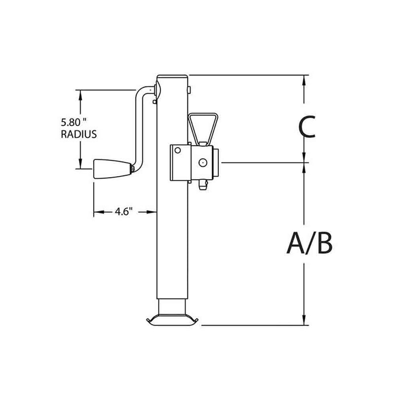 Load image into Gallery viewer, Bulldog Round Trailer Jack, Side Mount, 2,000 lbs. Lift Capacity, Side Wind, Weld-On, 10 in. Travel
