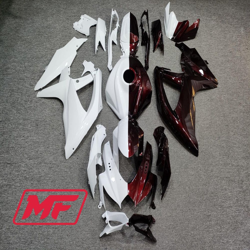 Load image into Gallery viewer, Monster Fairings Full Kit Suzuki GSXR600-750 08-10 Candy Red and White + Windshield + Gas Tank Cover

