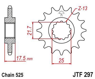 JT Sprockets Front Steel Sprocket 15 Tooth 15T 525 Chain JTF297.15