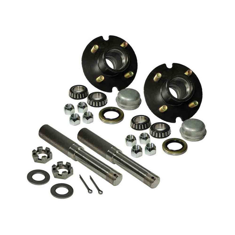 Load image into Gallery viewer, Pair of 4-Bolt On 4 Inch Hub Assembly - Includes (2) 1 Inch Straight Spindles &amp; Bearings
