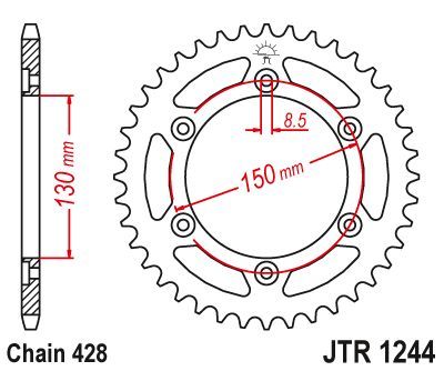 Load image into Gallery viewer, JT Sprockets Rear Steel Sprocket 51 Tooth 51T 428 Chain JTR1244.51

