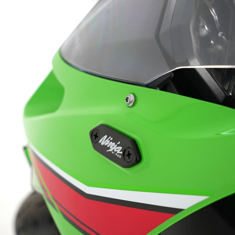 Load image into Gallery viewer, R&amp;G Racing Black Mirror Delete Blanking Plates For 2019-2024 Kawasaki Ninja 125
