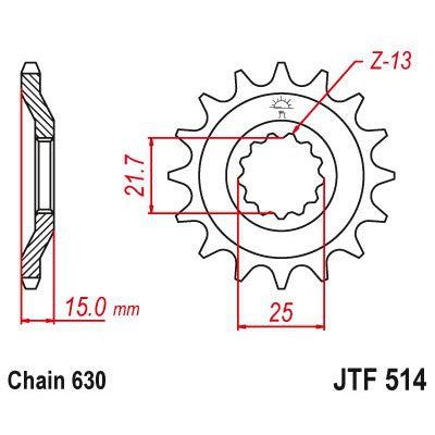 Load image into Gallery viewer, JT Sprockets Front Steel Sprocket 15 Tooth 15T 630 Chain JTF514.15
