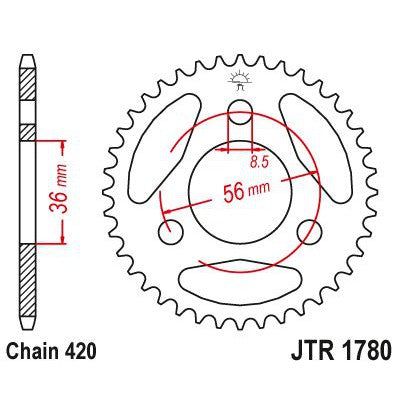 Load image into Gallery viewer, JT Sprockets Rear Steel Sprocket 28 Tooth 28T 420 Chain JTR1780.28
