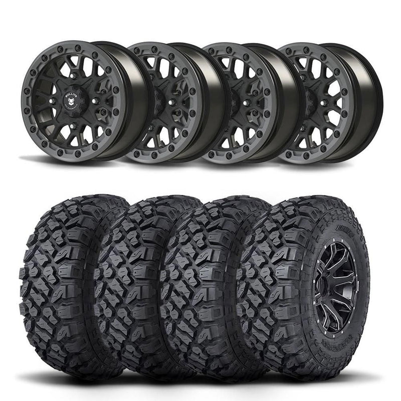 Load image into Gallery viewer, Set of Four Bullite Rider Wheels 14&quot; Gray And Kenda K3204R Klever XT Tires [32x10R-14]
