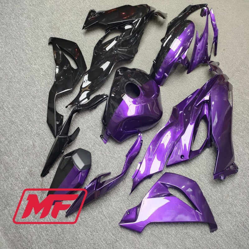 Load image into Gallery viewer, Monster Fairings Full Kit Kawasaki ZX-6R 19-23 Gloss Purple Black Split + Windshield + Gas Tank Cover
