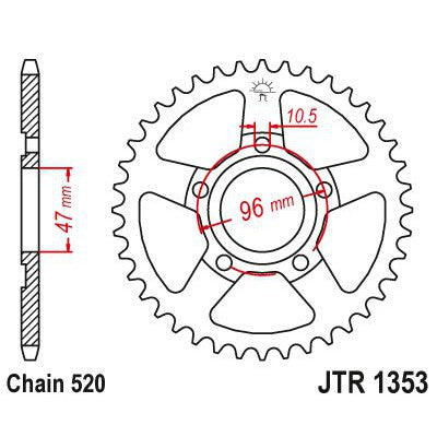 JT Sprockets Rear Steel Sprocket 35 Tooth 35T 520 Chain JTR1353.35