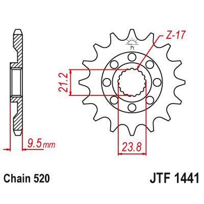 JT Sprockets Front Steel Countershaft Sprocket 15 Tooth 15T 520 Chain