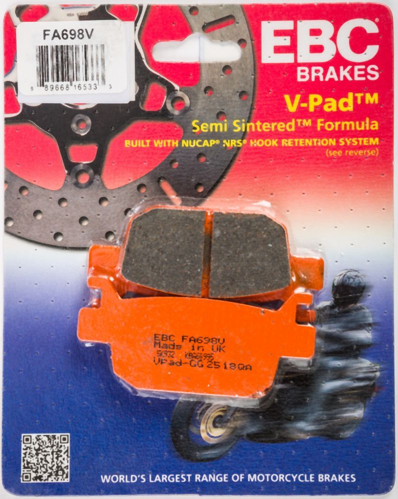 Load image into Gallery viewer, EBC 1 Pair V-Pad Semi-Sintered Touring Brake Pads MPN FA698V
