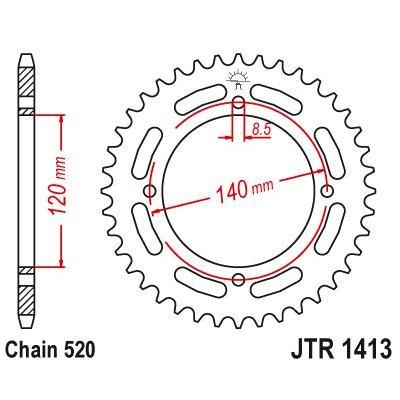 Load image into Gallery viewer, JT Sprockets Rear Steel Sprocket 39 Tooth 39T 520 Chain For Kawasaki Tecate 4 KXF250A A1,A2 1987-1988 JTR1413.39
