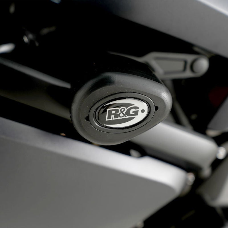 Load image into Gallery viewer, R&amp;G Racing Black Crash Protectors For 2024-2024 Triumph Daytona 660 CP0576BL
