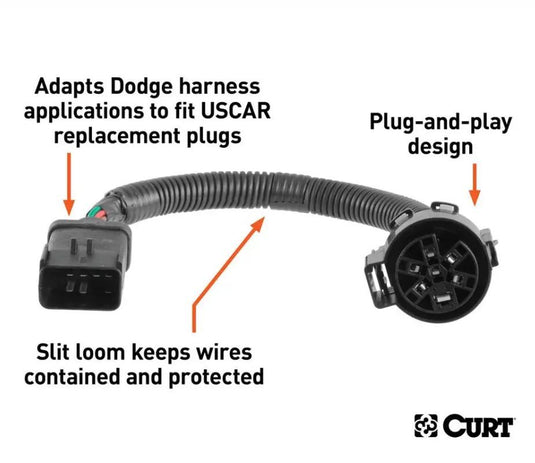 Adapter Harness - Rectangular 8-Prong Factory Harness to USCAR Socket fits Select Chrysler, Dodge, Freightliner, Jeep and Mitsubishi OEM