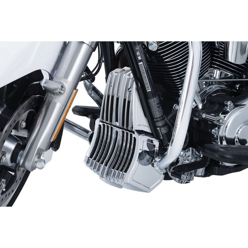 Load image into Gallery viewer, Kuryakyn Chrome Precision Oil Cooler Cover Trim Accent Harley Touring Bagger 17
