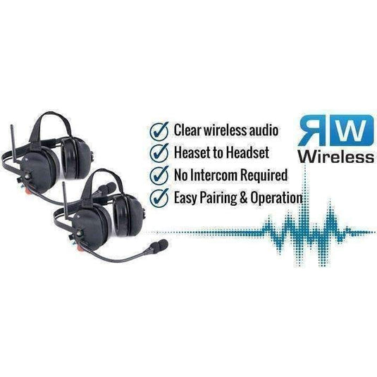 Rugged Radios Wireless Double Talk Dual Headset Intercom System RW-H30-DT-PTT