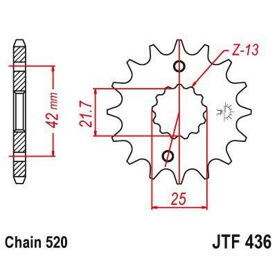 JT Sprockets Front Steel Countershaft Sprocket 13 Tooth 13T 520 Chain JTF436.13