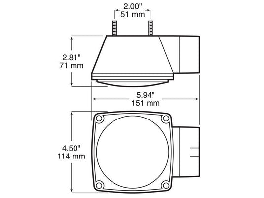 Submersible Square Trailer Tail Light - Left