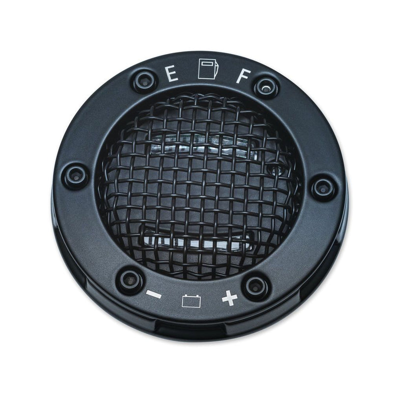 Load image into Gallery viewer, Kuryakyn Black Mesh LED Fuel Battery Gauge Dual Left Hand Gas Tank Cap Harley
